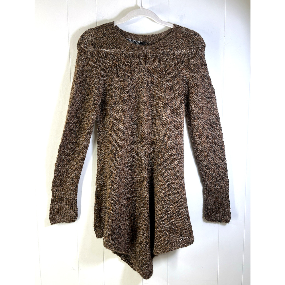 Peruvian Connection Tunic Sweater Size Large 100% Alpaca Brown Asymmetrical